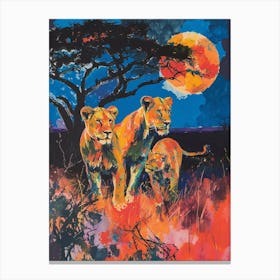 Transvaal Lion Night Hunt Fauvist Painting Painting 2 Canvas Print