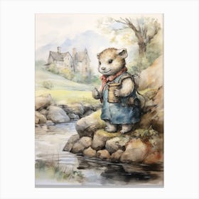 Storybook Animal Watercolour Otter 3 Canvas Print