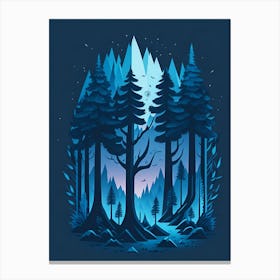 A Fantasy Forest At Night In Blue Theme 13 Canvas Print
