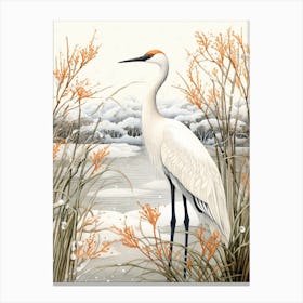 Winter Bird Painting Crane 1 Canvas Print