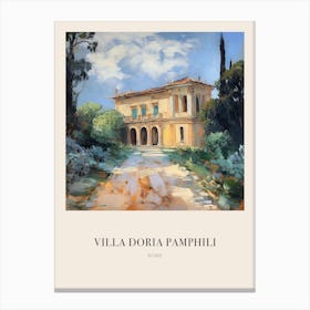 Villa Doria Pamphili Rome Italy Vintage Cezanne Inspired Poster Canvas Print