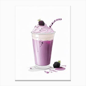 Blackberry Milkshake Dairy Food Pencil Illustration 1 Canvas Print