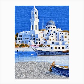 Paros Greece Pointillism Style Tropical Destination Canvas Print