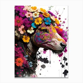 Sheep With Flowers On Its Head Canvas Print