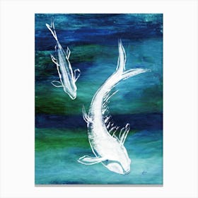 White Koi Fish painted by Paoling Rees Canvas Print