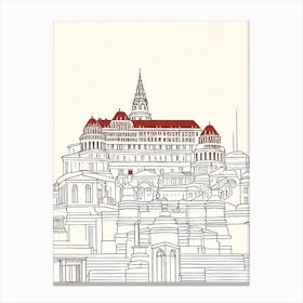 Buda Castle 2 Budapest Boho Landmark Illustration Canvas Print