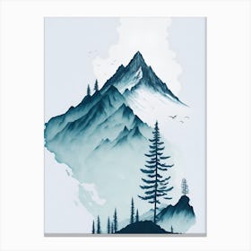 Mountain And Forest In Minimalist Watercolor Vertical Composition 333 Canvas Print