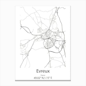 Evreux,France Minimalist Map Canvas Print