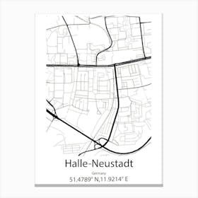 Halle Neustadt,Germany Minimalist Map Canvas Print