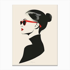 Woman with red glasses 6145 Canvas Print