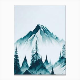 Mountain And Forest In Minimalist Watercolor Vertical Composition 72 Canvas Print