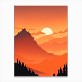 Misty Mountains Vertical Composition In Orange Tone 71 Canvas Print
