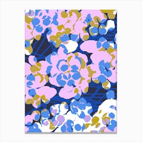 Pink And Blue Flowers Canvas Print
