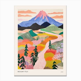 Mount Fuji Japan 5 Colourful Mountain Illustration Poster Canvas Print