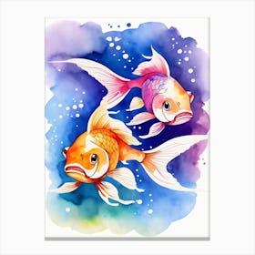 Twin Goldfish Watercolor Painting (75) Canvas Print