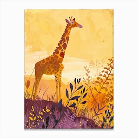 Gold Giraffe In The Landscape Watercolour Illustration 1 Canvas Print