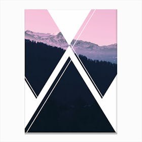 Abstract Pink and Black Mountain Canvas Print