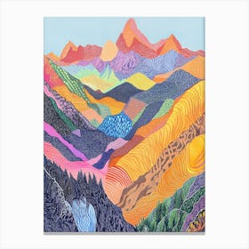 Colourful Mountain Illustration Poster Art Print 24 Canvas Print