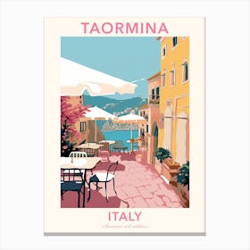 Taormina, Italy, Flat Pastels Tones Illustration 1 Poster Canvas Print