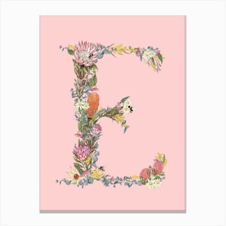 E Pink Alphabet Letter Canvas Print
