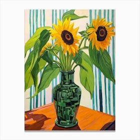 Flowers In A Vase Still Life Painting Sunflower 1 Canvas Print