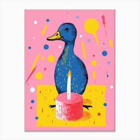 Birthday Cake Pink & Blue Duck Canvas Print