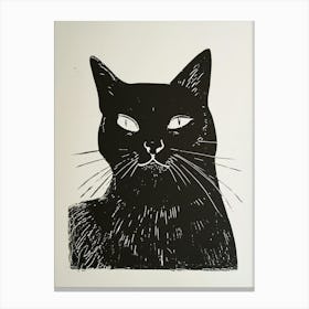 Chartreux Cat Linocut Blockprint 1 Canvas Print