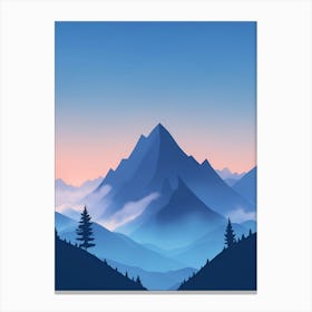 Misty Mountains Vertical Composition In Blue Tone 207 Canvas Print