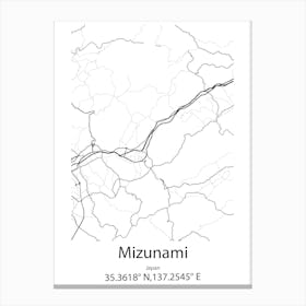 Mizunami,Japan Minimalist Map Canvas Print