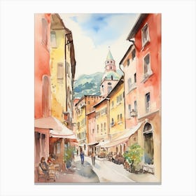 Bolzano, Italy Watercolour Streets 4 Canvas Print