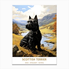Scottish Terrier (Dog Breed - Travel Poster Style) 3 Canvas Print