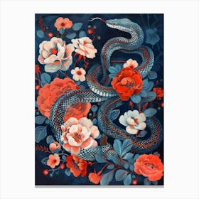 Snake And Roses 1 Canvas Print