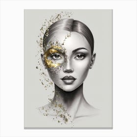 Portrait Of A Woman With Gold Glitter Canvas Print