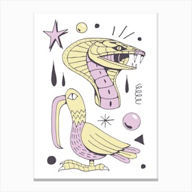 Cobra And Bird Canvas Print