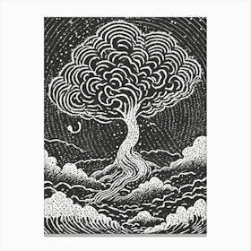 a Tree Linocut Canvas Print