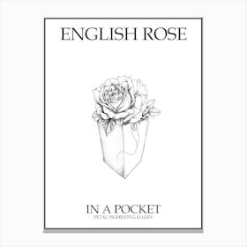English Rose In A Pocket Line Drawing 1 Poster Canvas Print