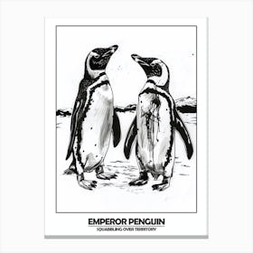 Penguin Squabbling Over Territory Poster 3 Canvas Print