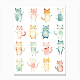 Watercolor Cats 2 Canvas Print