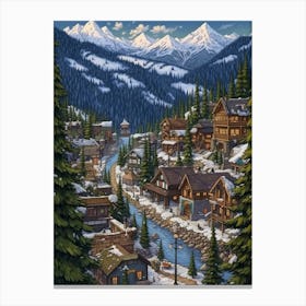 Leavenworth Washington Pointillism 9 Canvas Print