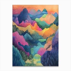 Colourful Mountain Illustration Poster Art Print 5 Canvas Print