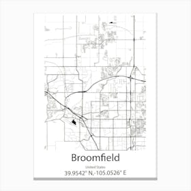 Broomfield,United States Minimalist Map 1 Canvas Print