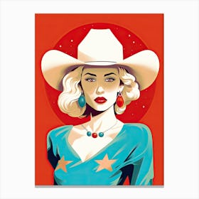 Cowgirl In Cowboy Hat Canvas Print