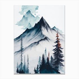 Mountain And Forest In Minimalist Watercolor Vertical Composition 193 Canvas Print