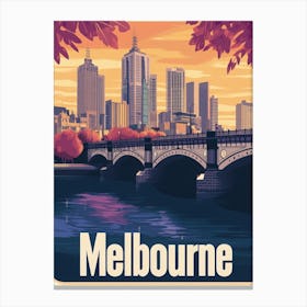 Aihrgdesign A Retro Travel Poster For Melbourne Featuring The Cac98e4a 56f6 42b0 B50c 64c267869954 0 Canvas Print