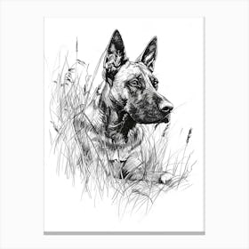 German Shepherd Dog Line Drawing Sketch 3 Canvas Print
