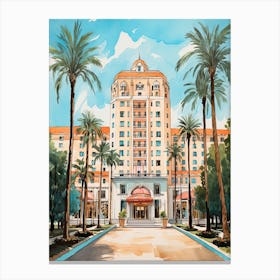 The Waldorf Astoria Beverly Hills   Beverly Hills, California  Resort Storybook Illustration 4 Canvas Print