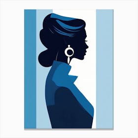 Profile of a Lady in Blue Canvas Print