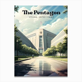 The Pentagon Virginia USA Military Defense Travel Art Illustration Canvas Print