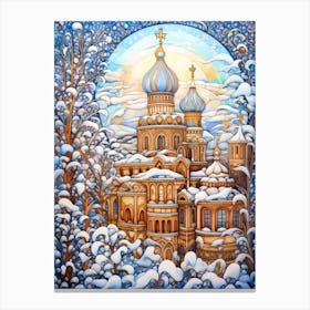 Russian Church In Winter Canvas Print