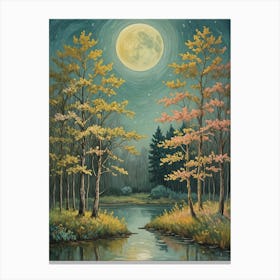 Full Moon In The Woods Canvas Print